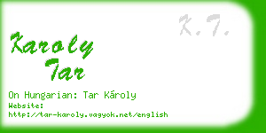 karoly tar business card